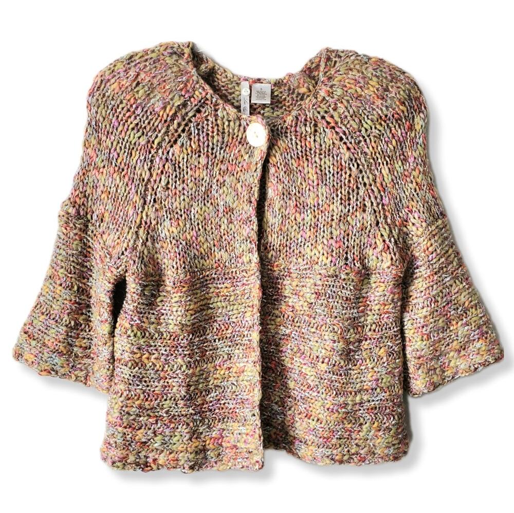 Women Leo Nicole Brown Cozy Chunky Cardigan Sweater S Granny Cottage Country